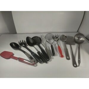 kitchen utensils stainless steel vintage KitchenAid red black serving cook bake
